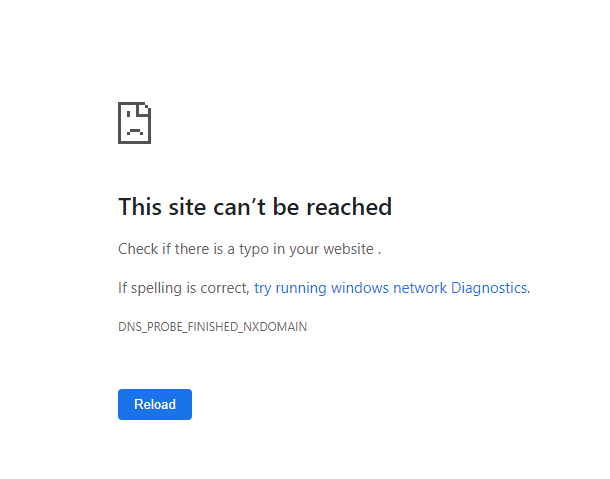 Chrome Error NXDOMAIN