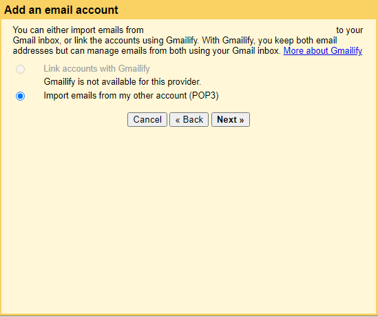 Import an email into gmail using POP3