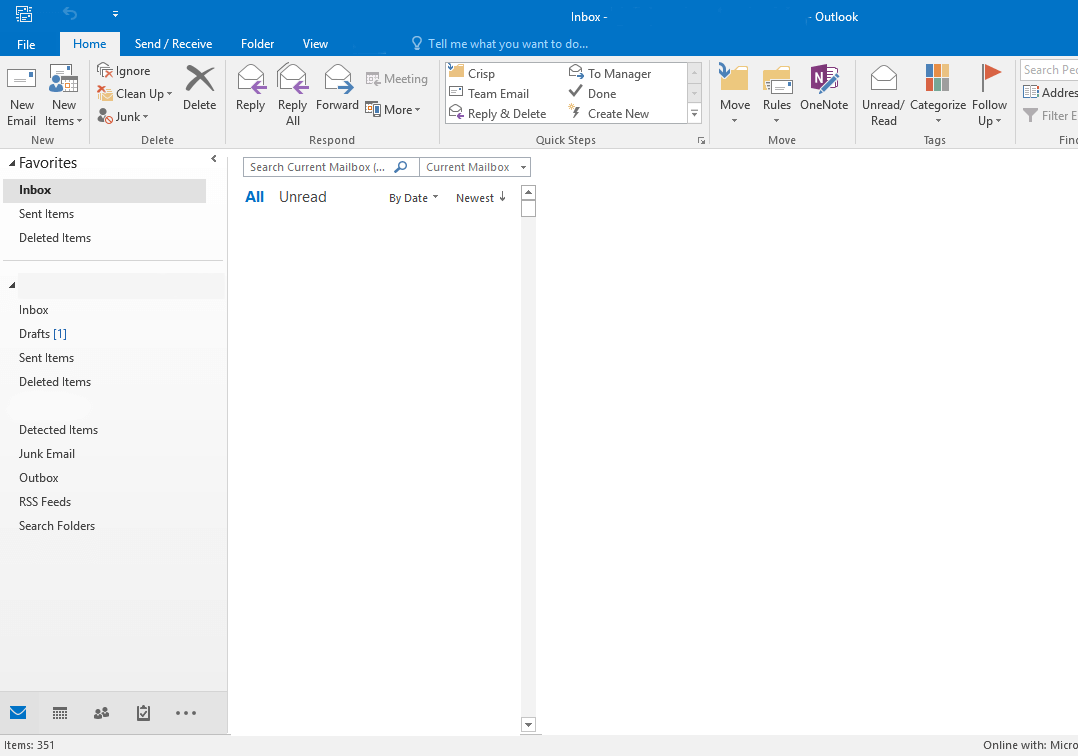 MS Outlook Home Page