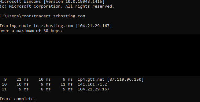 zzHosting trace route from windows